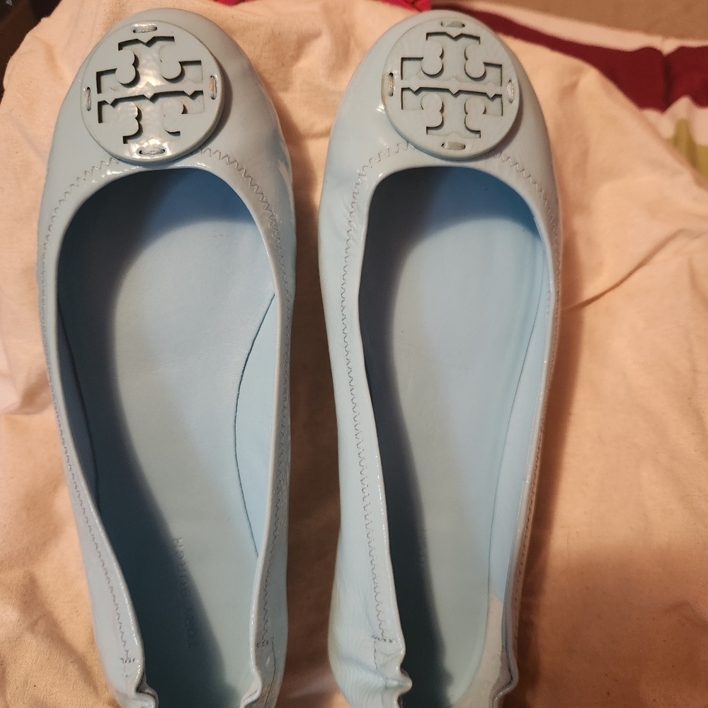 TB "minnie" flats,  baby blue size 7.5